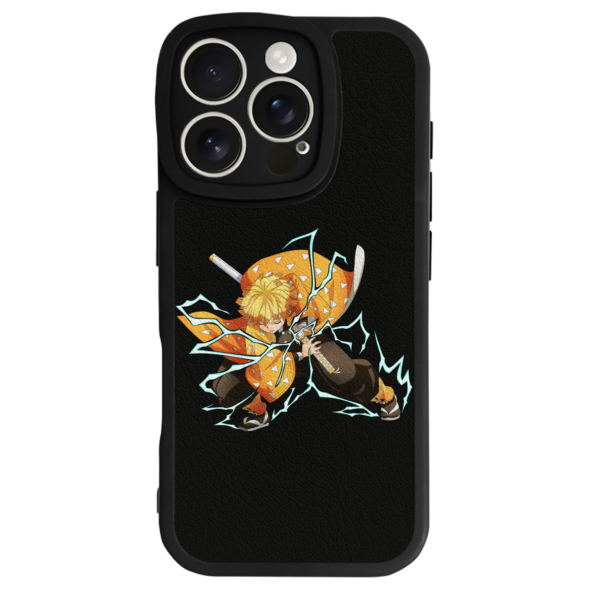 （画像用） 鬼滅の刃（きめつのやいば）我妻 善逸／あがつま ぜんいつ Agatsuma Zenitsu 【iPhone 16シリーズ対応】シリコンスマホケース（レザー調） 材質：シリコン